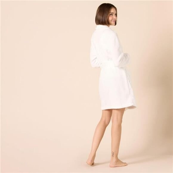Womens Mid Length Plush Robe Soft Fleece Belted Lounge Sleepwear Plus Size - Picture 3 of 8